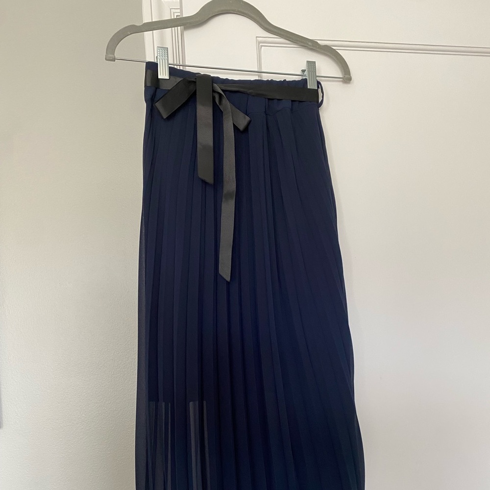 Long pleated chiffon skirt